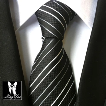 2017 Nuevo Diseño de la Moda de regular el ancho de Lazos hechos a Mano Negra a Rayas, Corbata de Negocios Jacquard Tejido Gravatas para la Reunión
