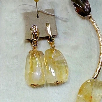 Pendientes de plata con citrino AV de la joyería del chapado en oro de piedras preciosas pendientes de joyería de moda para las mujeres