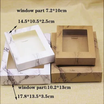 2 tamaño de la grasa intramuscular regalos paquete caja con ventana Vintage de kraft /negro/caja de papel blanco para la boda de candy pastel de navidad favores Decoración