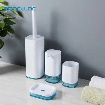 Smartloc 4pcs Plástico Accesorios de Baño Set de Baño Wc Accesorios de Baño Accesorios Dispensador de Jabón de la Papelera de Reciclaje Pincel