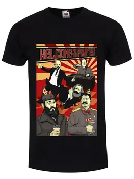 2020 Divertido Bienvenidos Al Partido Político De Lenin, Karl Marx, Fidel Castro Divertido Negro T-Shirt Camisetas