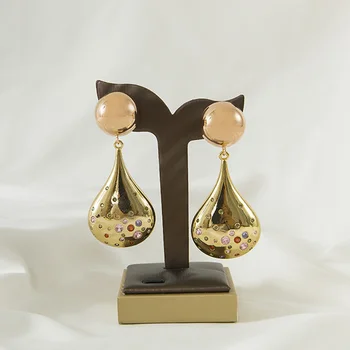 De cobre de cadena Larga cuelgan Aretes de Joyería de Moda Vintage de Gota Pendientes de Oro Para las Mujeres de regalo