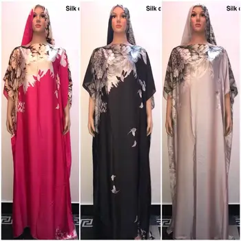 La nueva Moda de Seda Impresa europeo de las mujeres vestido largo y de alta calidad tamaño de 145 cm de longitud*100 cm de ancho mujeres africanas vestido largo