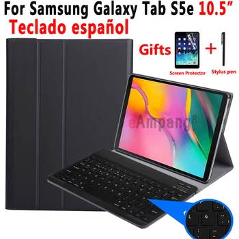 Español estuche con Teclado Para Samsung Galaxy Tab S5e 10.5 2019 T720 SM-T720 SM-T725 Tableta Delgada de la Cubierta de Cuero con Teclado Bluetooth