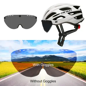 De montaña, Bicicleta de Carretera, Casco con Luz de Seguridad Visera Extraíble Gafas de Ciclismo Bicicleta Casco de Carretera Bicicleta de Montaña