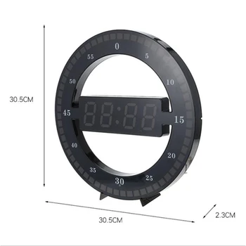 3D LED Digital Reloj de Pared Electrónico Resplandor de la Noche de la Ronda de Relojes de Pared Ajustar Automáticamente el Brillo de Reloj de Escritorio de Enchufe de la UE