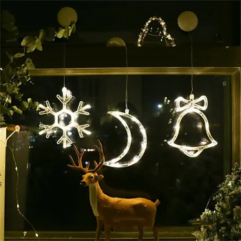 Adornos de navidad Colgante LED de la Luz del Dormitorio de la Decoración de navidad, decoración para el hogar de la Ventana de Cristal de Decoración Cálida con Baterías