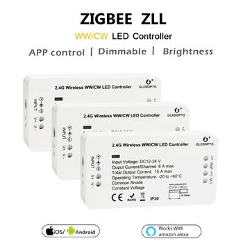 Zigbee Controlador de LED WW CW Zigbee Controlador de LED de DC12V 24V de la Tira del LED Controlador de Zll Aplicación de Controlador de LED RGB