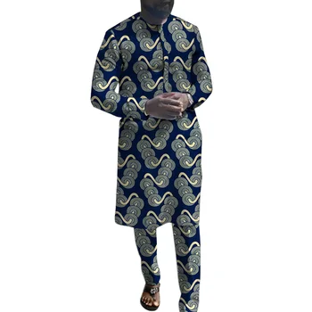En áfrica, los hombres de trajes senador estilo de Ankara de impresión dashiki trajes masculinos novio prendas personalizadas fiesta de la boda de prendas de vestir para hombre