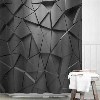 La moda Moderna Decoración del cuarto de Baño de Diseño de las Cortinas de la Ducha Negro Geométrico de Tela Impermeable Cuarto de Baño Cortina de 71x71 Pulgadas cortina