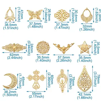 120pcs/set de Plancha de Filigrana en forma de Lágrima de la Mariposa Luna Colgantes y Enlaces Metal Grabado Adornos Para el DIY de la Joyería del Collar