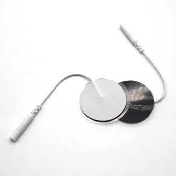 10Pcs/lote de 3.5 cm de Ronda Almohadillas de Electrodos de 2 mm Enchufe Digital Masajeador Máquina/Estimulador del Nervio del Músculo Con el Cable De Terapia Física