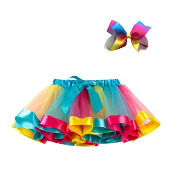 2 piezas de Niñas, Niños Tutu Falda de Baile de Ballet Falda+arco Horquilla Conjunto de arco iris con Faldas de Tul de las Niñas Vestido de Bola de la Falda de la Ropa de Vestuario