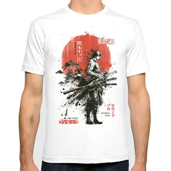 Camiseta de verano los Hombres de Una Pieza Zoro Samurai Wano Kuni Arco de dibujos animados Camiseta de manga corta Casual de Hip Hop de la calle de Anime de impresión de la camiseta de la