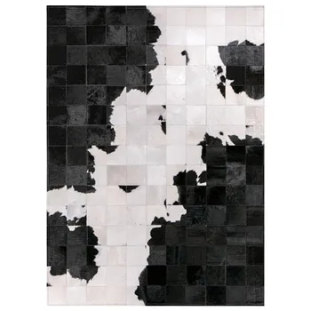 De lujo de cuero de piel de piel de retazos de alfombra de 140x200cm, en blanco y negro mezclado sala de estar de la alfombra decorativa comedor del piso estera de FS