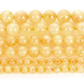 Citrinos de Cristal de Piedra Natural Encanto Ronda Suelta Perlas Para la Joyería de BRICOLAJE Pulseras Collar del Pendiente de los Accesorios de 6/8/10MM