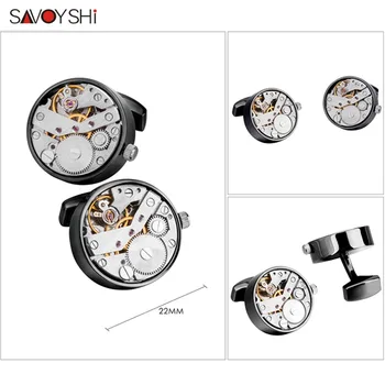 SAVOYSHI Movimiento de Reloj Mecánico Gemelos para Camisa de Puño Funcional Reloj Mecanismo del Manguito de los Enlaces de la Marca de diseño de Joyería