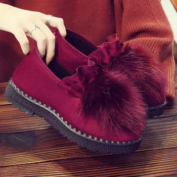 De algodón zapatos de las mujeres de invierno al aire libre de los zapatos de las mujeres, además de zapatos de terciopelo caliente de las mujeres botas casual guisantes zapatos estudiante de la felpa de zapatos