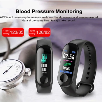 M3 Plus Smart Pulsera De La Frecuencia Cardíaca Presión Arterial De La Salud Impermeable Reloj Inteligente M3 Pro Bluetooth Reloj De Pulsera De Fitness Tracker