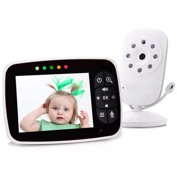 Nuevo Monitor de Bebé,De 3,5 Pulgadas de Pantalla LCD de Pantalla Infantil de la Visión Nocturna de la Cámara del Monitor Monitor de Bebe de Cuna de Vídeo y de Audio Inalámbrico