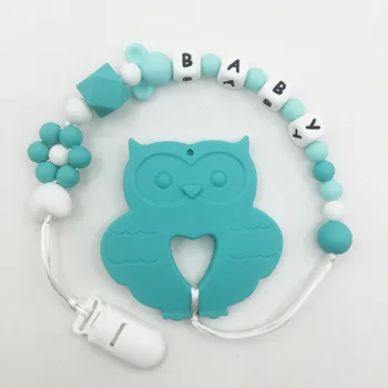 Nombre personalizado de Silicona de la Dentición Chupete Clips con búho de Silicona chupadero Collar de Cadena para el Chupete para el Bebé Juguetes para Masticar