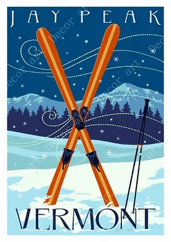 Colorado estados unidos de Esquí en Invierno, el Parque de Nieve de la Montaña de Viaje Clásico de Pinturas en Lienzo de Kraft Cartel de la etiqueta Engomada de la Pared de Casa de Regalo Decorativa