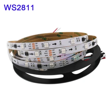 A todo color Direccionable WS2811 IC led RGB luz de tira de 5m WS2811 Inteligente Pixel Led de la Tira de Cinta;DC12V 30/60leds/m