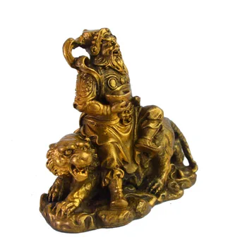 Feng Shui de Latón Dios de la Riqueza Tsai Shen Yeh Sentado en Tigre Estatua, Estatuilla+ Gratis Mxsabrina cordón Rojo Pulsera M5021
