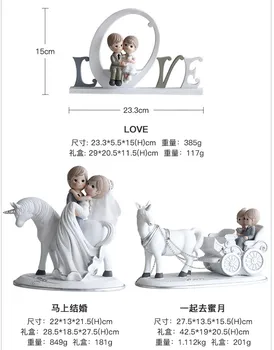 Pastel de bodas topper figurillas de amor ,el unicornio ,el carro de estilo de la novia y el novio pastel de bodas topper figurillas de pastel de accesorios f