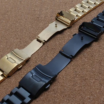 18mm 20mm 22mm Negro Oro correas de reloj de cuarzo Relojes de los hombres de Seguridad de la Hebilla hebillas de acero Inoxidable correa de Reloj de la pulsera de la promoción