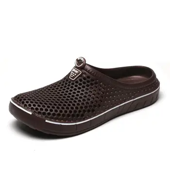 Los hombres de las Sandalias de los Cascos de Verano Agujero Zapatos de los zapatos de Vadeo de Goma Zuecos Chica LoversGarden Zapatos Negro Crocse Playa Sandalias Planas de Zapatillas