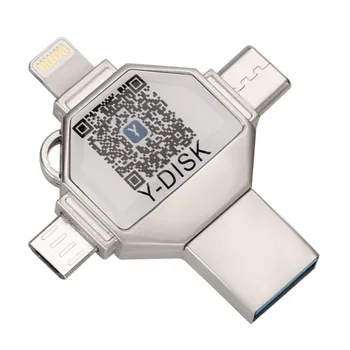 4 en 1 Usb OTG Unidad Flash para el iPhone Pendrive de 256 gb USB 3.0 Palillo de la Memoria de Almacenamiento Externo para iOS/Android/Tipo C/de Dispositivos de Windows