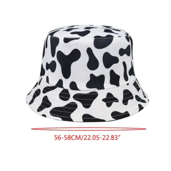 Japonés Unisex Verano Sombrero De Cubo Negro De La Vaca Lechera De Impresión Al Aire Libre De La Personalidad Protector Solar Reversible De Pescadores Cap