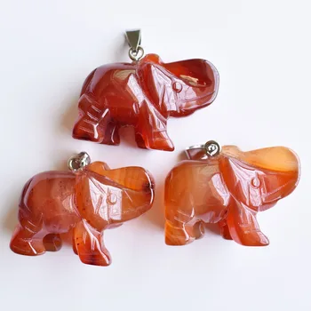 Mayorista 6pcs/lot venta caliente de calidad superior Tallada rojo natural de ónix elefante encantos colgantes de ajuste para la fabricación de joyas gratis