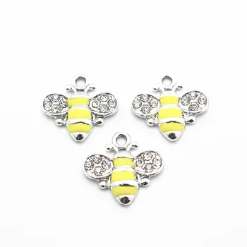 Nuevo estilo 20pcs/lote de Metal de plata de abejas de cristal broche de langosta Cuelgan Amuletos Fit DIY colgante del Collar de la Pulsera de la Joyería