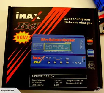 80W IMAX B6 Combinado con 12V 5A Adaptador de CA 2S-6S 7.4 v-22.2 V AC/DC