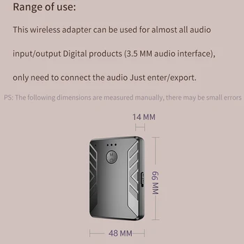 T19 Bluetooth 5.0 Transmisor Receptor 2 en 1, 3.5 mm AUX Estéreo de Música Inalámbrica Adaptador Dongle para el Equipo