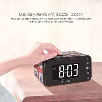 Digoo DG-FR8888 Multi-función Smart Hom Táctil de botton Reloj despertador Digital Con Radio FM Altavoz de la Memoria la Función de Doble Alarma Diaria