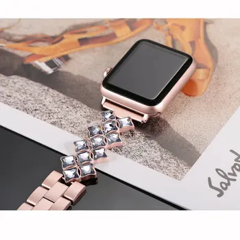 Para el Apple Watch band 38/42 mm 40 mm 44 mm iWatch banda de las mujeres brazalete de Diamante apple watch de la Serie 6 SE 5 4 3 2 correa de Acero Inoxidable