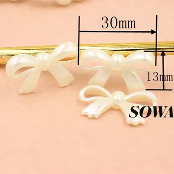 Nuevo de la Moda de Marfil 30*13mm 150Pcs de Resina ABS de Imitación Perlas Efecto 3D de Arce Bowknot Diseñado Perlas Para el Arte Artesanal de Scrapbooking