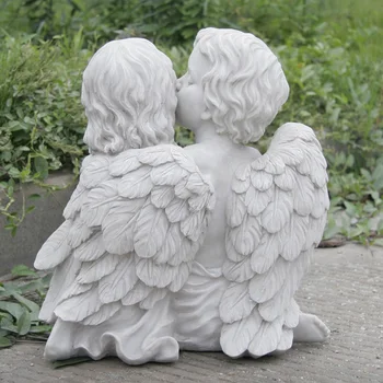 En tierra blanca el beso de los amantes de la resina ángel Escultura artesanía villas patios jardines creativos Estatua