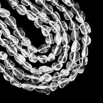 YHBZRET Blanco de Cristal de Roca de Cuarzo de la Piedra Natural Irregular de Grava Suelta perlas para la Joyería de las pulseras Collar de 4~8 mm 15