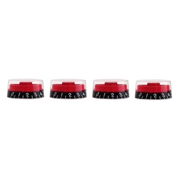 4pcs de Plástico Bell Perillas de Guitarra Bajo el Sombrero de la Perilla de 6mm Dividir los Ejes, Rojo