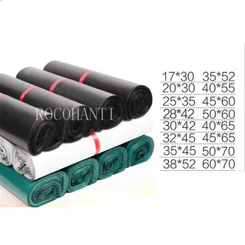 100PCS LOGOTIPO modificado para requisitos particulares de la Impresión Poli Mailer las Bolsas de transporte de Correo de Sobres de Regalo Bolsa de Plástico de Bajo Costo colores negro 4.7 mm de Espesor