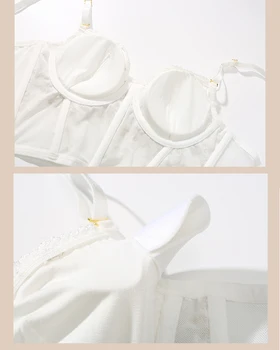Honviey tubo de francés tops bandeau femme pequeño cofre reunieron conjunto de lencería de encaje bordado sexo de acero sostenes de mujer bra set