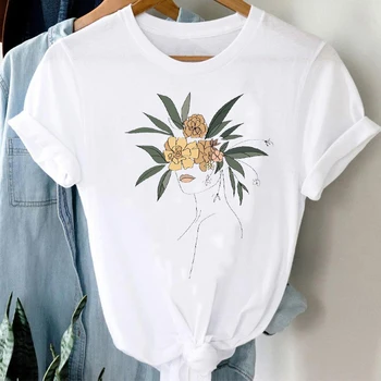 Camisetas de Mujer Ropa Kawaii Floral de la Flor de la Primavera Señoras 2021 Ropa de Moda de la Gráfica de la Camiseta de la parte Superior Señora de Impresión Mujer Camiseta T-Shirt