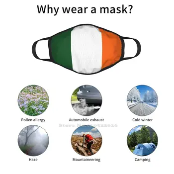 La Máscara De La Cara De La Bandera De Irlanda Del Diseñador Respirable Negro Reutilizables De La Boca De La Máscara De Irlanda, Irlandés De Dublín Acantilados De Moher En Irlanda Irlanda Bandera