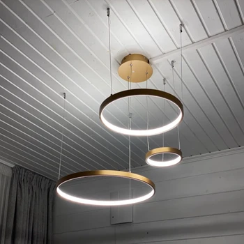 TRAZOS 2020 Modernos Led Lámparas de Iluminación de la Casa Cepillado 6Rings Techo Círculo de Luces Para el Interior de la Ingeniería de Diseño de Iluminación