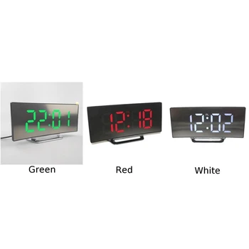 Electrónica Reloj despertador Silencioso Diseño LED Digital de la Pantalla Grande Espejo Electrónico de Escritorio Powered Relojes Decoración de Mesa horloge