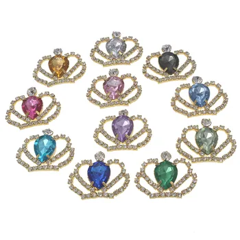 Botón de diamante de imitación de la Corona Decorativa Para Bowknot de Bricolaje, Artesanías Broches con Acrílico en forma de Lágrima Adorno 50pcs/lote